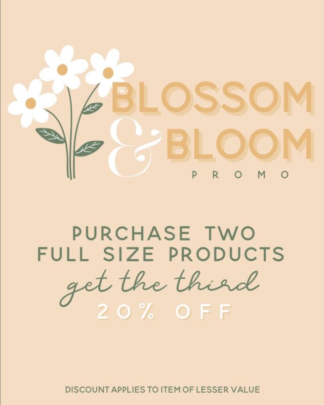 BLOSSOM & BLOOM 🌷🌼🪻🌺🌻🌹🌸
>> Now’s the time to stock up on all your favs 🙌

• Purchase 2 full size products 👉 get the third 20% off 🤩
(Discount applied to item of lesser value) •

#BMonroeSalon