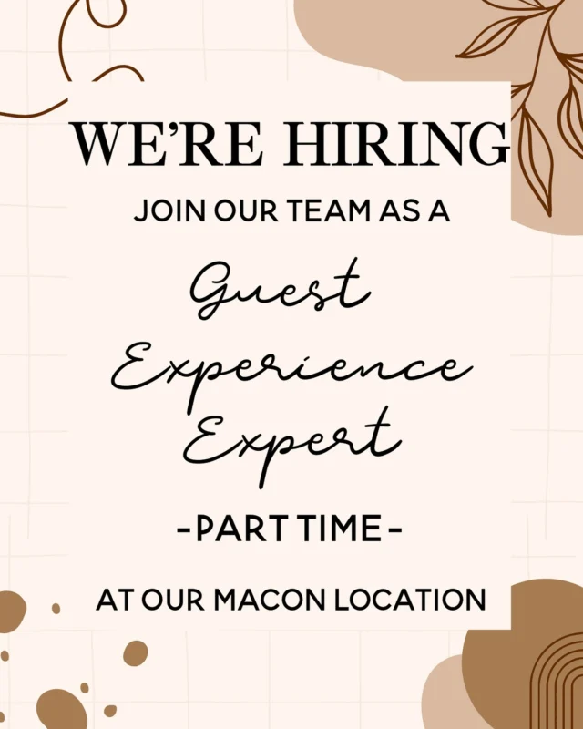 We’re Hiring – Join the B. Monroe Experience ✨

Our Macon location is looking for a Part-Time Guest Experience Expert who thrives in a fast-paced, luxury salon setting.

We’re seeking someone with:
• A passion for hospitality and exceptional service
• Availability for early mornings and late evenings
• A polished, professional presence and team-first attitude

Ready to grow with a brand that values excellence? Help us create unforgettable experiences for our guests everyday! 
• Send your resume to kayla@bmonroesalon.com

B. Monroe Salon • Macon Jobs • Middle Georgia Salon