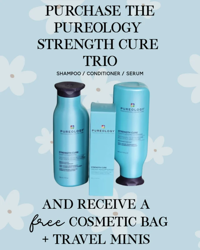 ✨Healthy hair + free goodies? Yes, please!✨
Snag the Pureology Strength Cure Trio (Shampoo, Conditioner & Serum) and get a FREE cosmetic bag + travel minis — perfect for your purse, gym bag, or summer vacay. 💙

Only while supplies last!

B. Monroe Salon • Middle Georgia Salon • Headspa

#bmonroesalon #middlegeorgiasalon #headsoa #Pureology