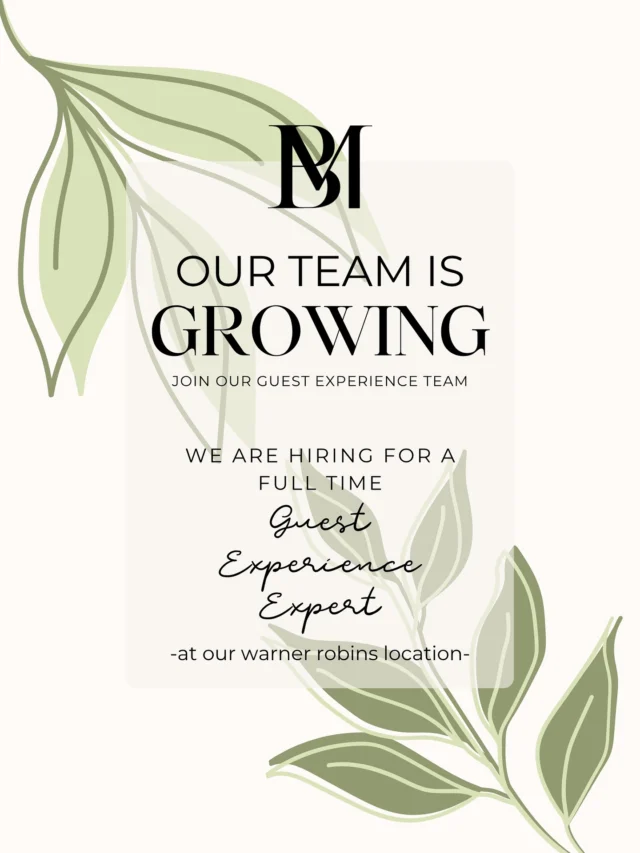 Join our front desk dream team in Warner Robins! 💕
We’re looking for a guest-obsessed, organized rockstar with fully open availability (early mornings, late evenings & Saturdays) who thrives in a luxe, fast-paced salon.

Know someone perfect? Tag them!
Resumes → Kayla at kayla@bmonroesalon.com 📧

B. Monroe Salon • Middle Georgia Salon • Headspa

#bmonroesalon #middlegeorgiasalon #headspa #warnerrobinsjobs