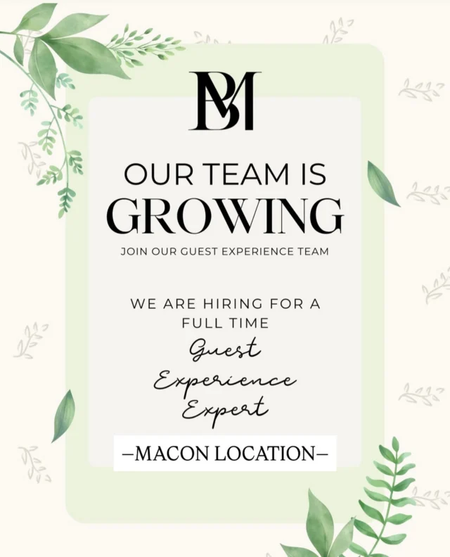📢 We’re Hiring! Join Our Front Desk Team ✨

Love the beauty industry? Have amazing customer service skills? We’re looking for a Front Desk Coordinator for our Macon location! 💕

📍 Must have fully open availability (early mornings, late evenings & Saturdays).
📍 Be organized, friendly & ready to thrive in a fast-paced, high-end salon.

Tag a friend who’d be perfect for this role or DM us for details! Resumes can be sent to Kayla at: Kayla@bmonroesalon.com 🤍 

B.Monroe Salon • Middle Georgia Jobs • Macon Jobs
#bmonroesalon